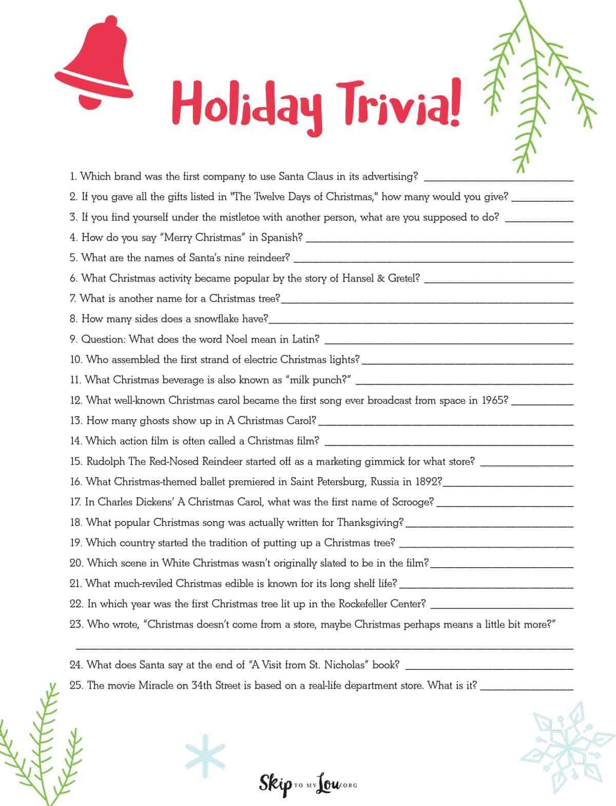 printable party games for christmas