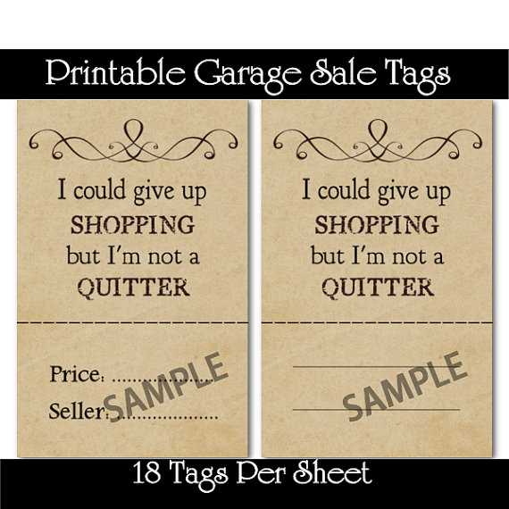 printable price tags for yard sale