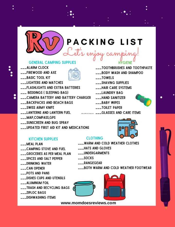 printable rv camping checklist
