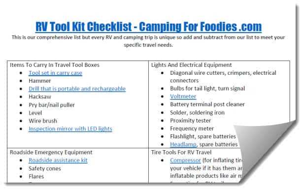 printable rv checklist
