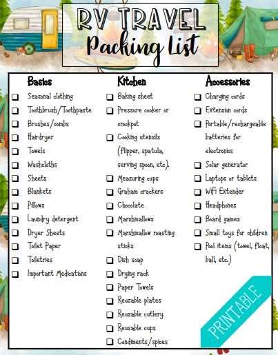 printable rv checklist