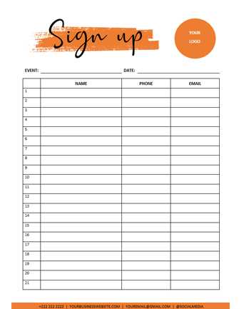 printable sign up sheets free