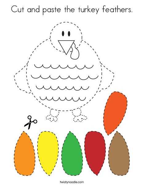 printable turkey pattern with feathers