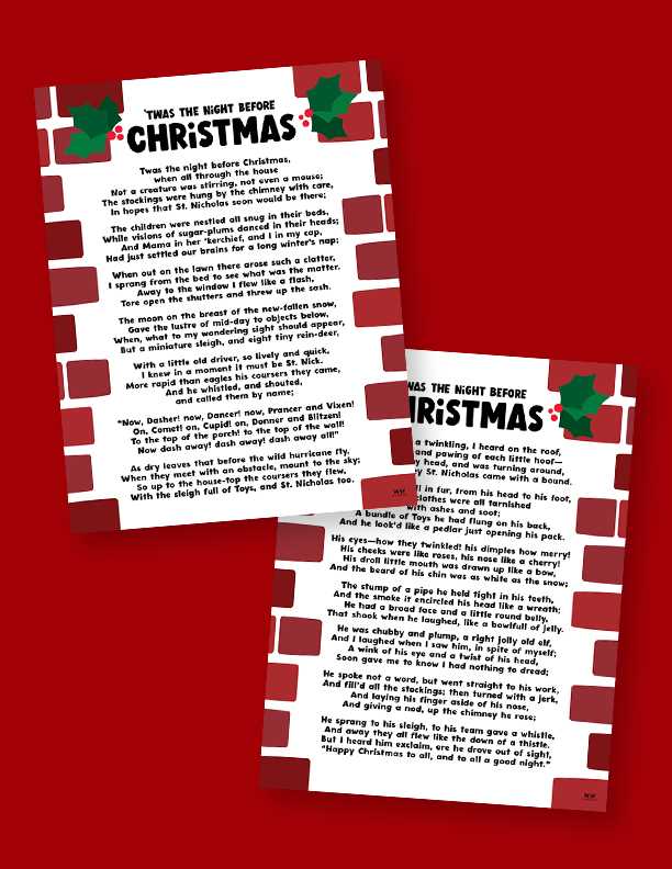 printable twas the night before christmas