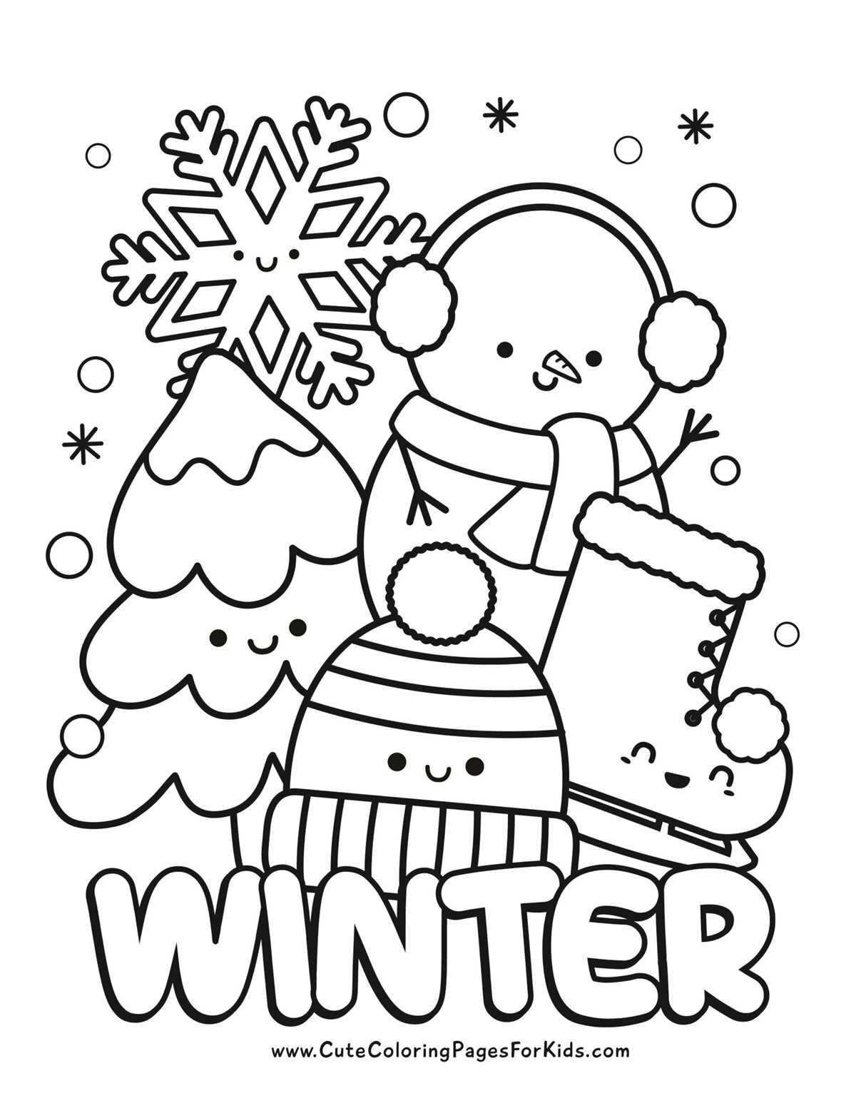 printable winter color sheets