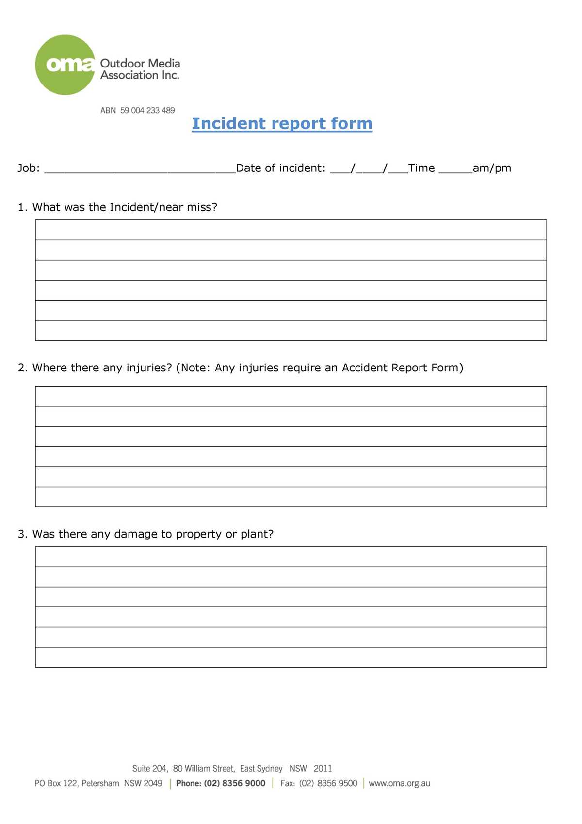 printable workplace accident report form
