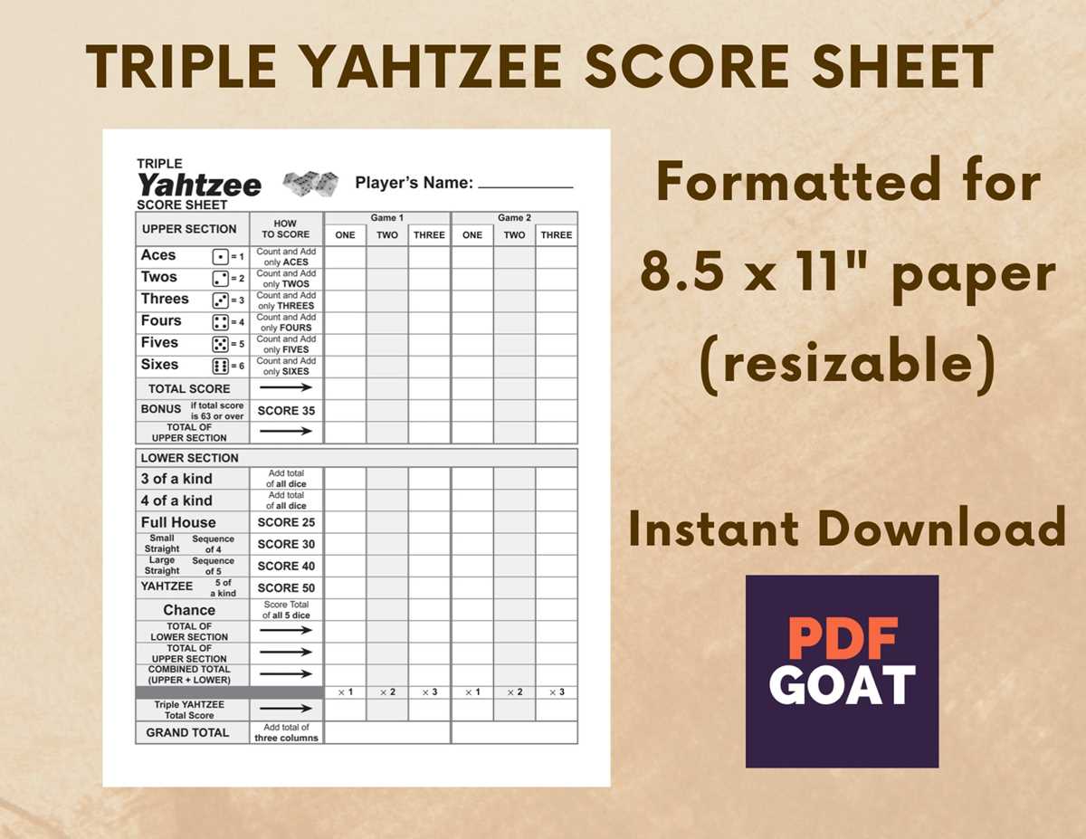 printable yahtzee score card