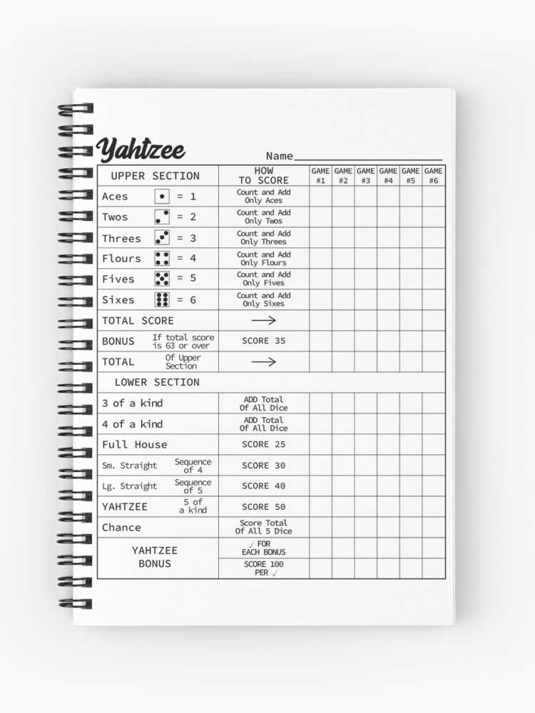 printable yahtzee score card