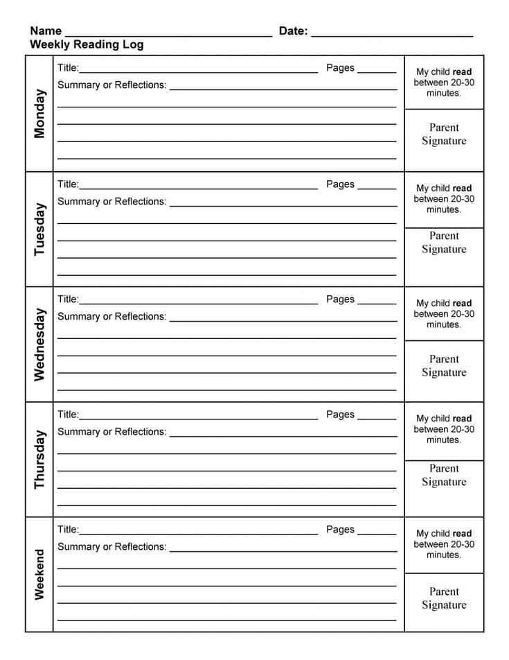printable reading logs