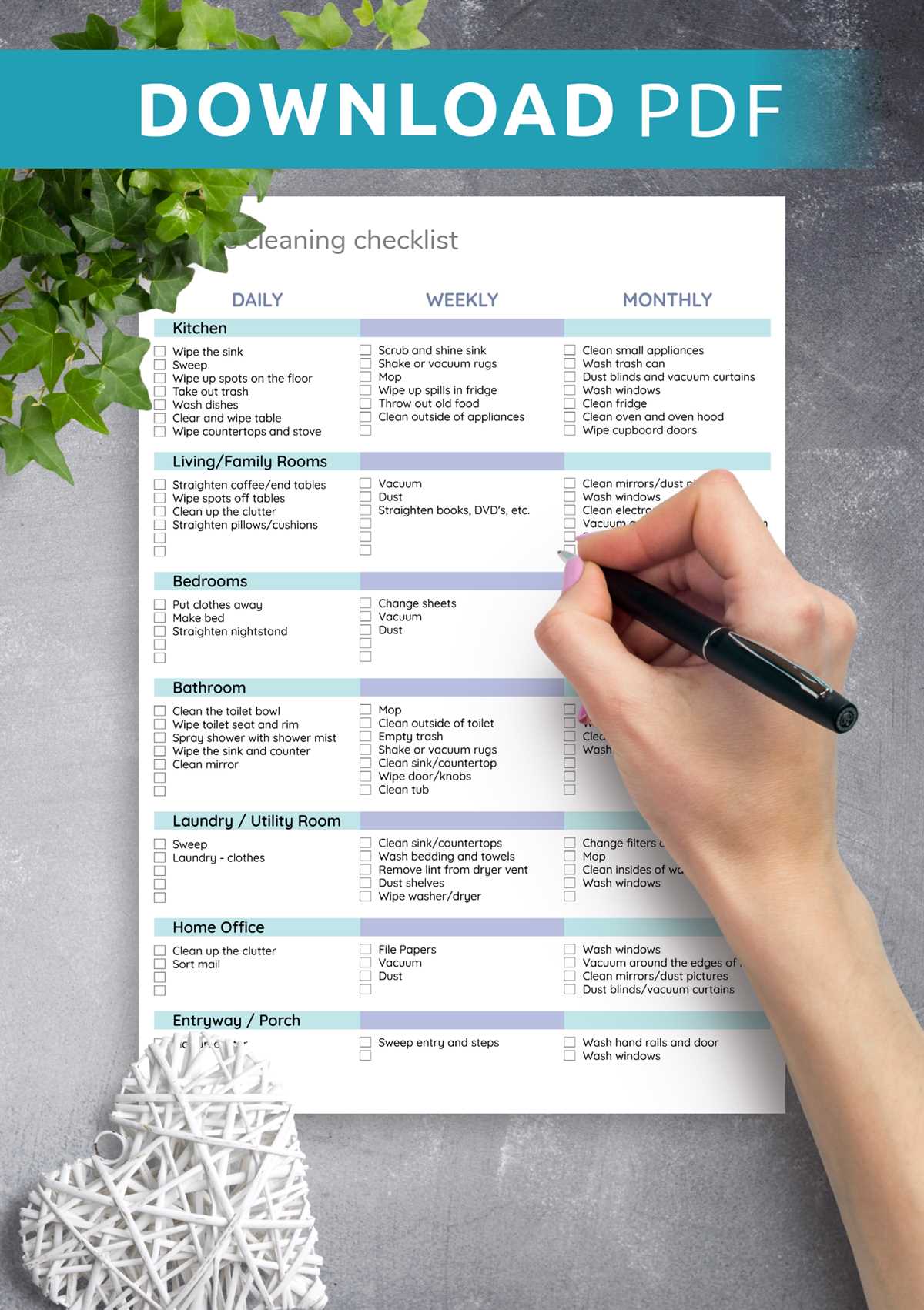 bathroom cleaning checklist printable