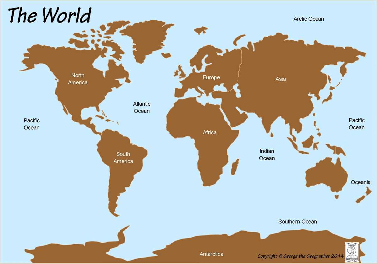 7 continents printable map
