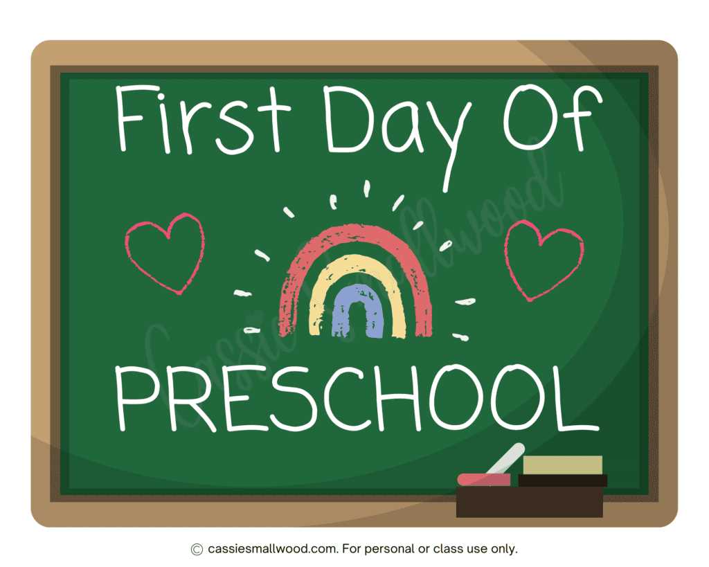 first day of pre k sign free printable