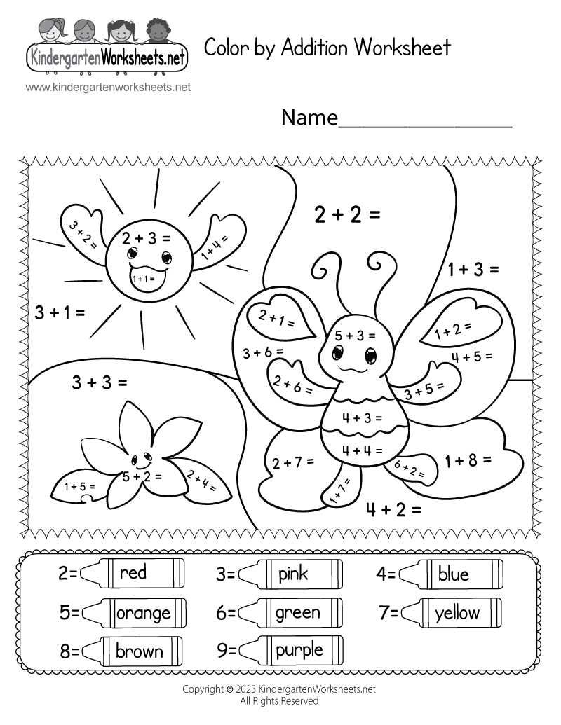 addition color by number printable