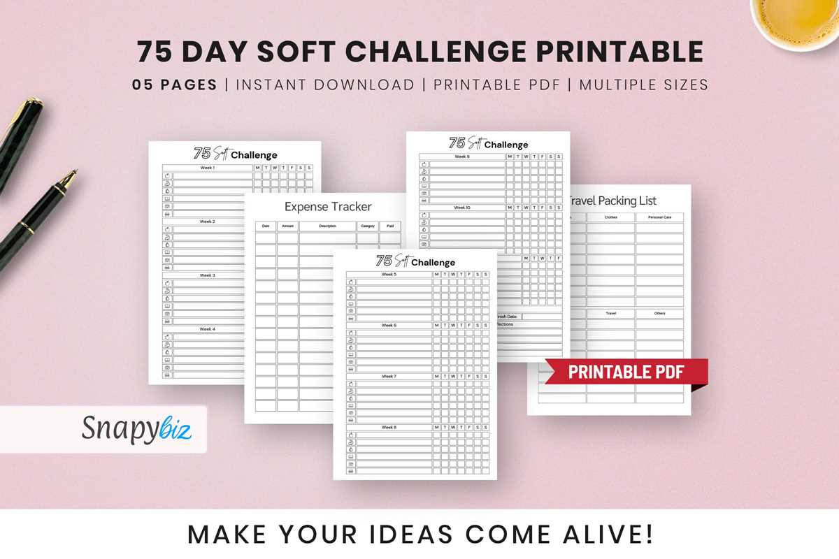 printable 75 soft challenge tracker
