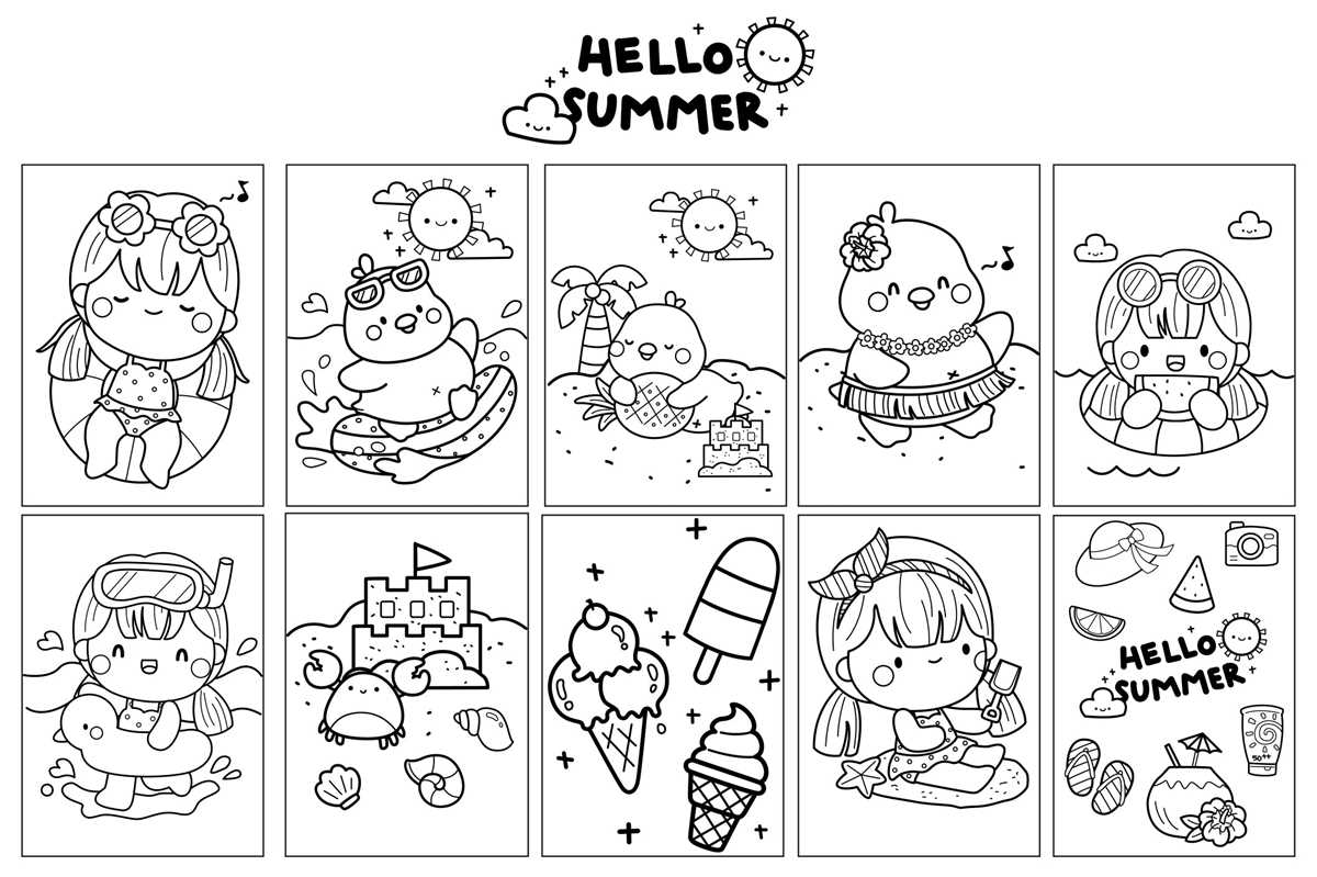 free printable summertime coloring pages