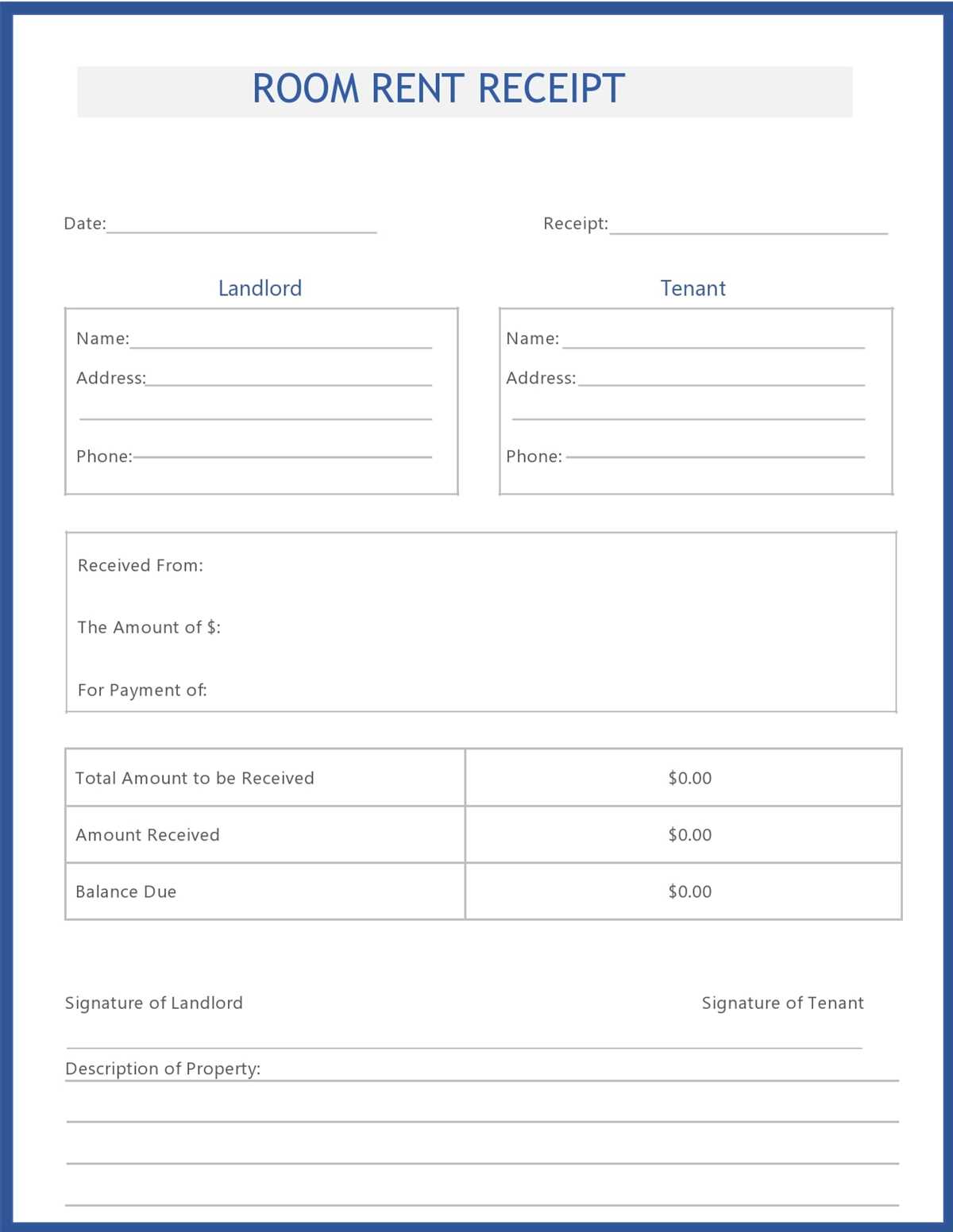 rental receipt printable