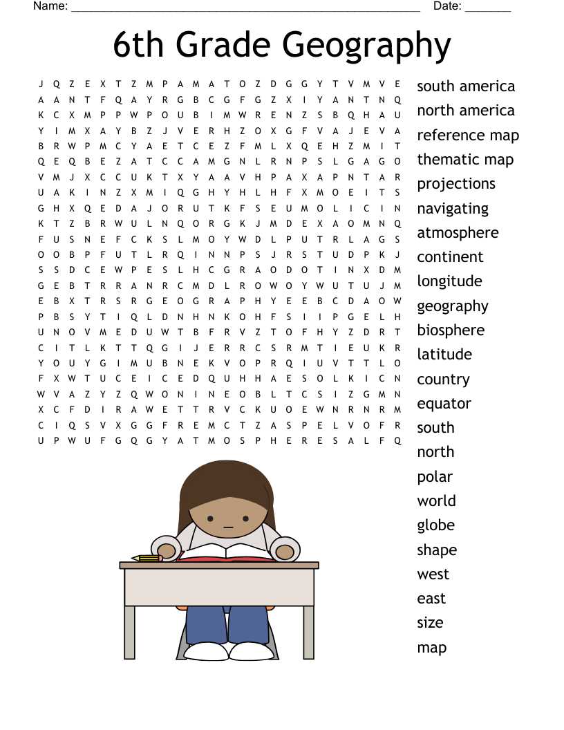 word search for 6th graders printable