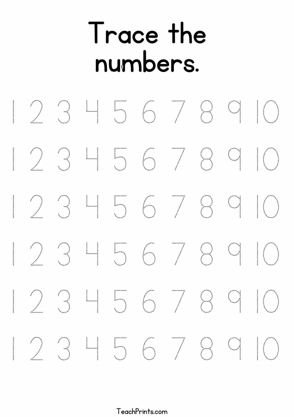 free printable numbers worksheets