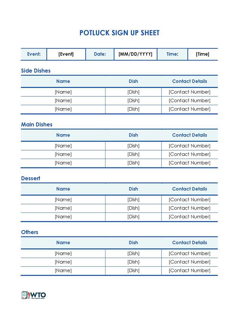 free printable potluck sign up sheet template word free printable potluck sign up sheet template word