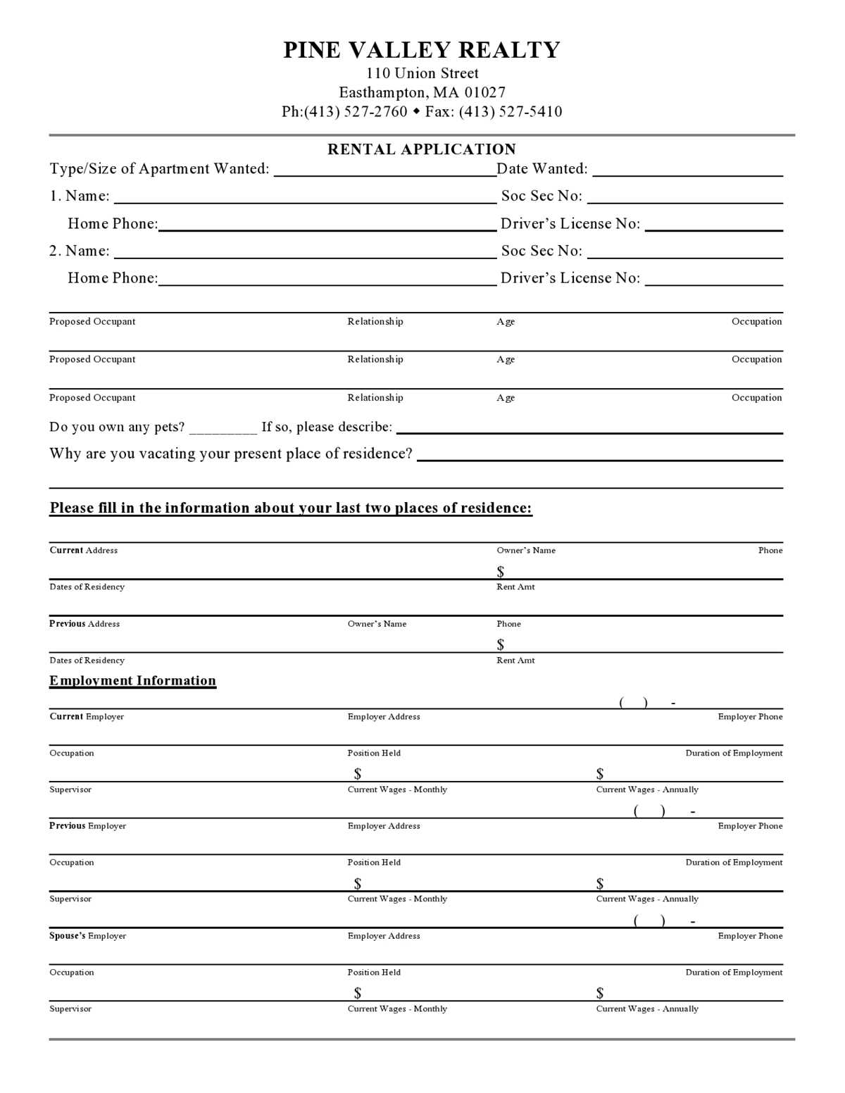 free printable landlord forms
