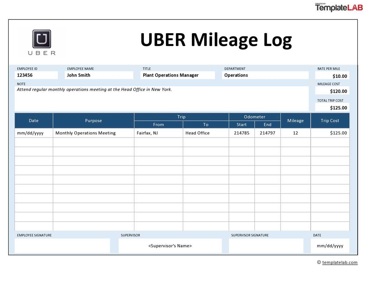 mileage log printable