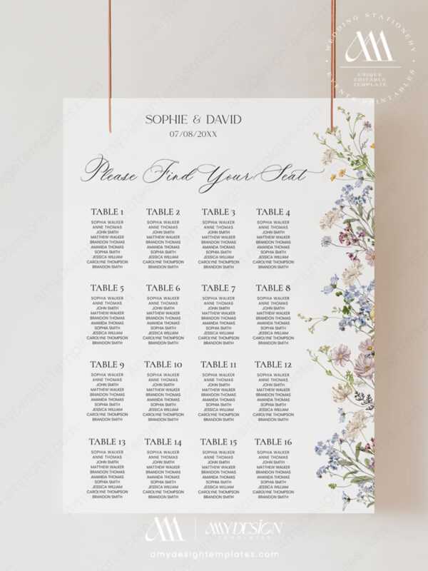 seating chart template printable