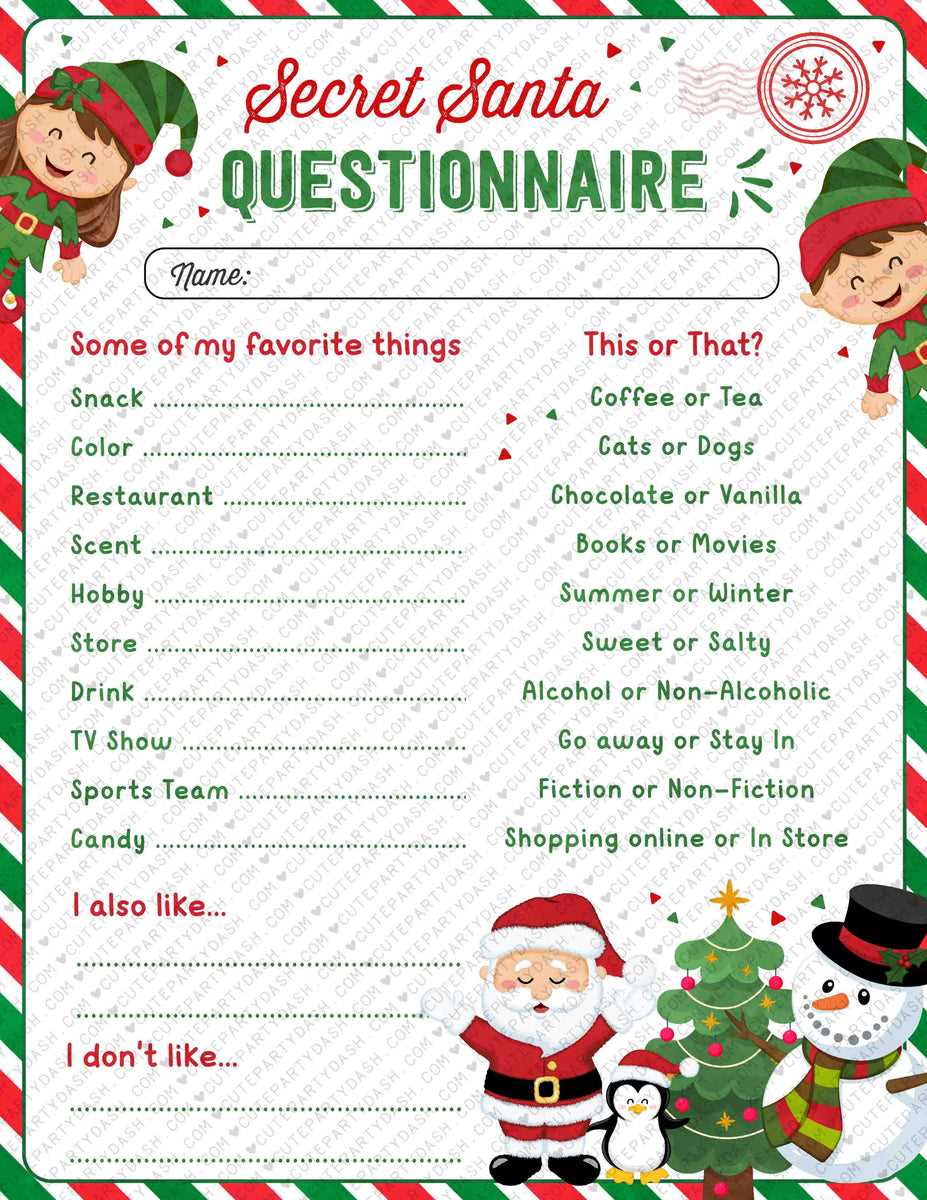 secret santa free printable forms secret santa free printable forms