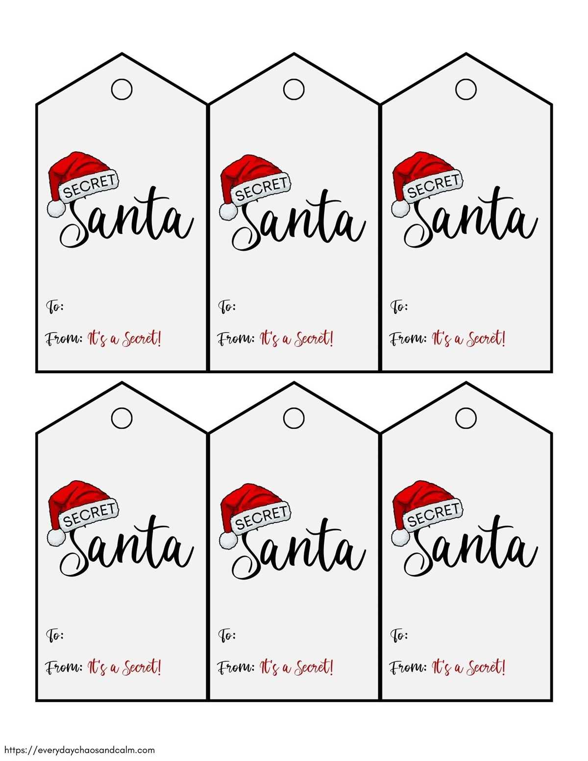 secret santa tags free printable