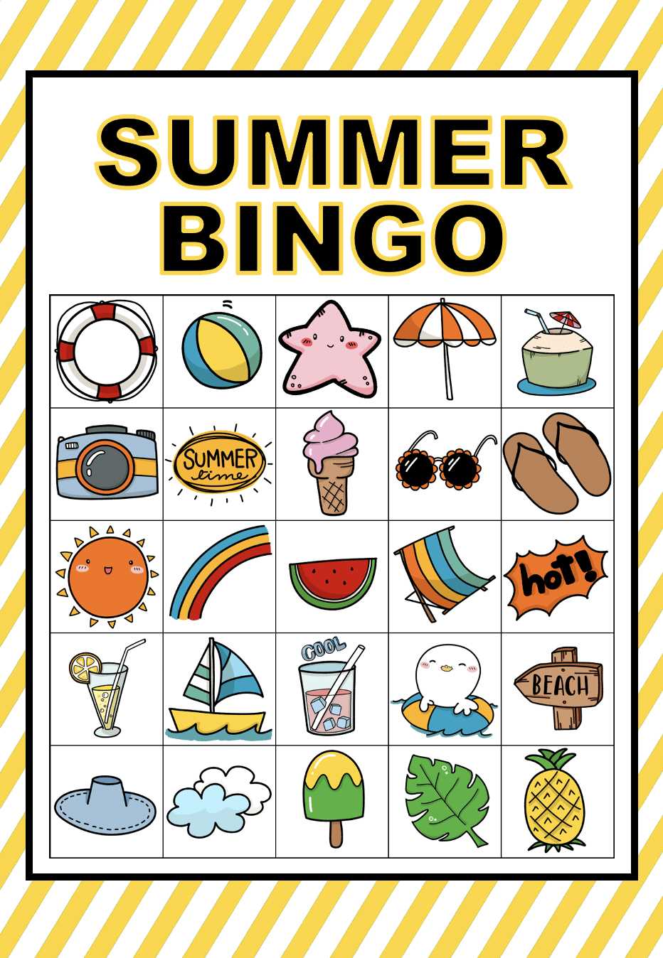summer bingo free printables