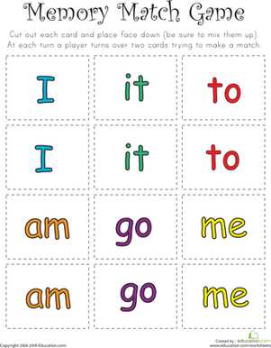 sight words for kindergarten free printable