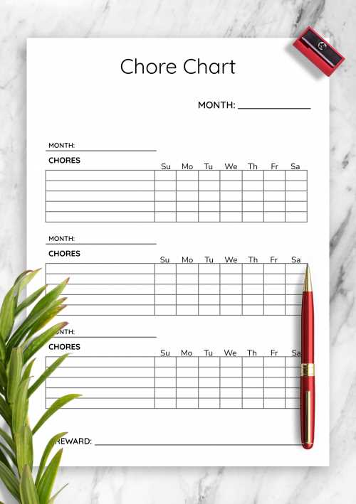 daily chore chart printable