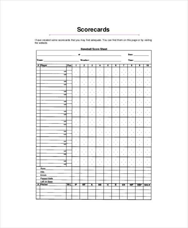 printable baseball scorekeeping sheet