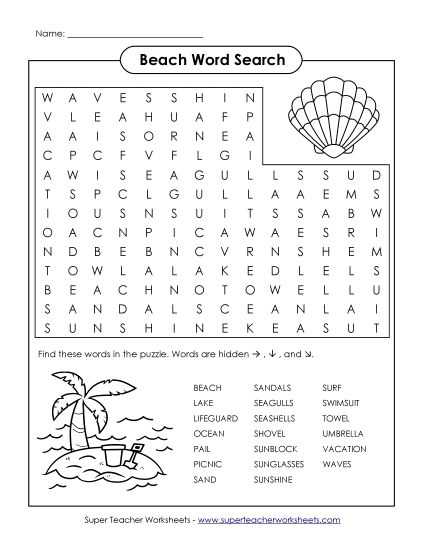 kindergarten word search puzzles printable