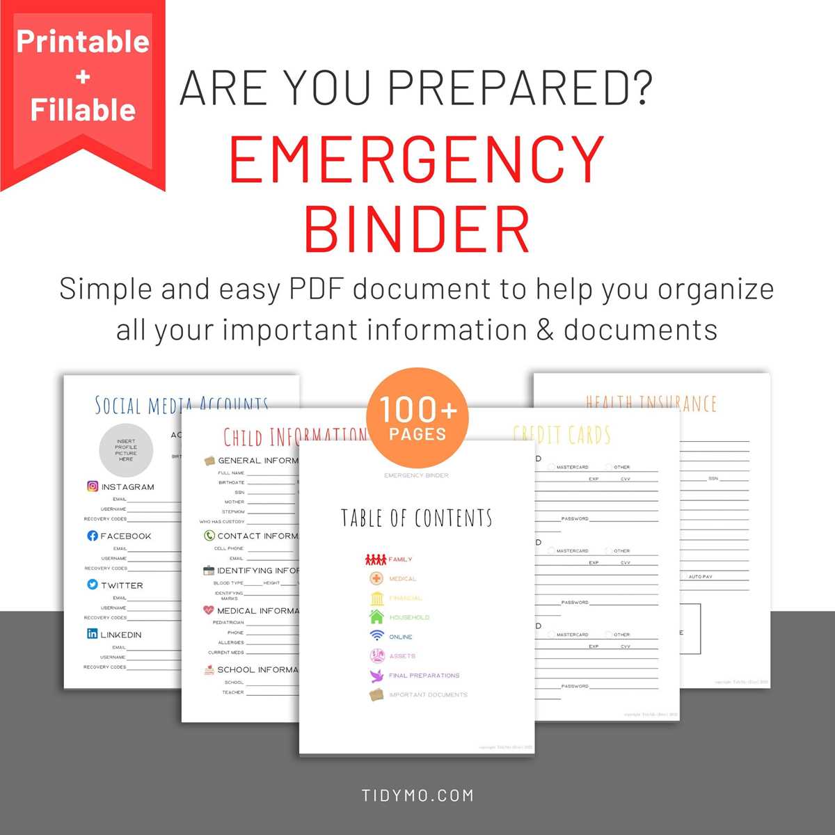 free printable emergency binder printables