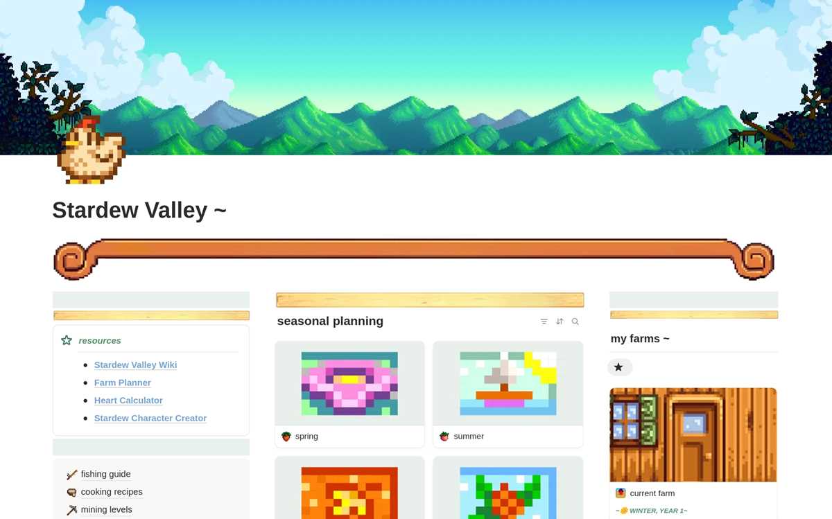 stardew valley printable guide