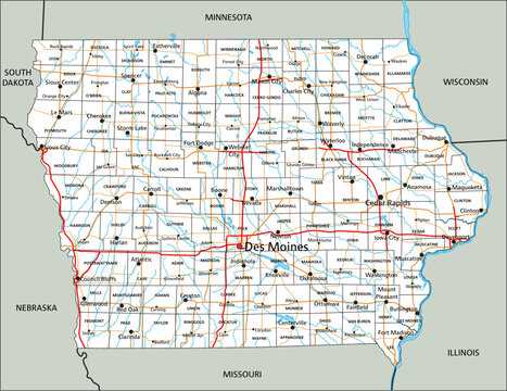state of iowa map printable
