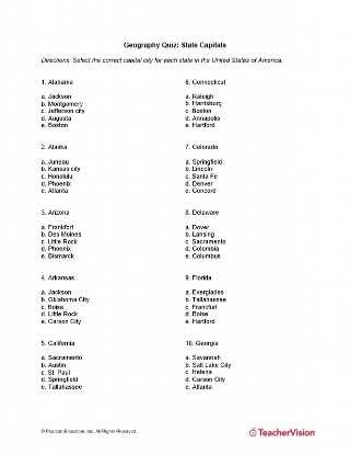 states and capitals test printable states and capitals test printable