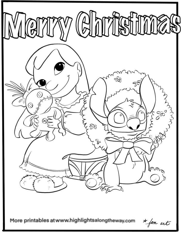 stitch christmas coloring pages printable