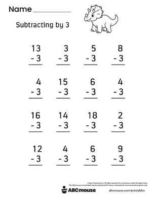 subtraction worksheets printables