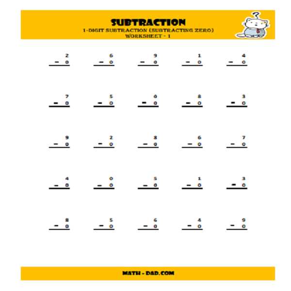 subtraction worksheets printables