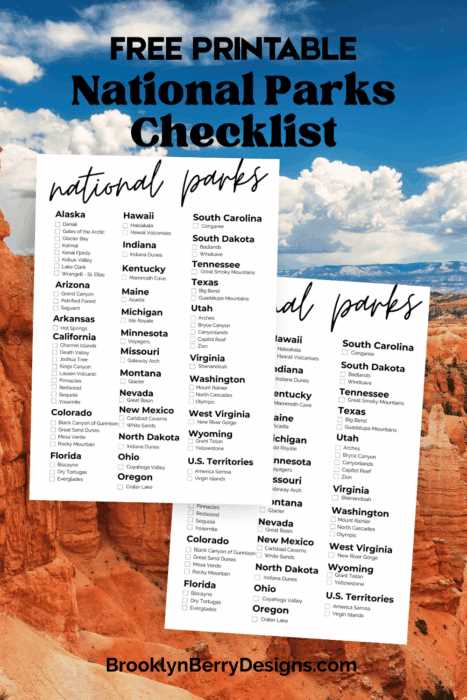 free printable national park checklist