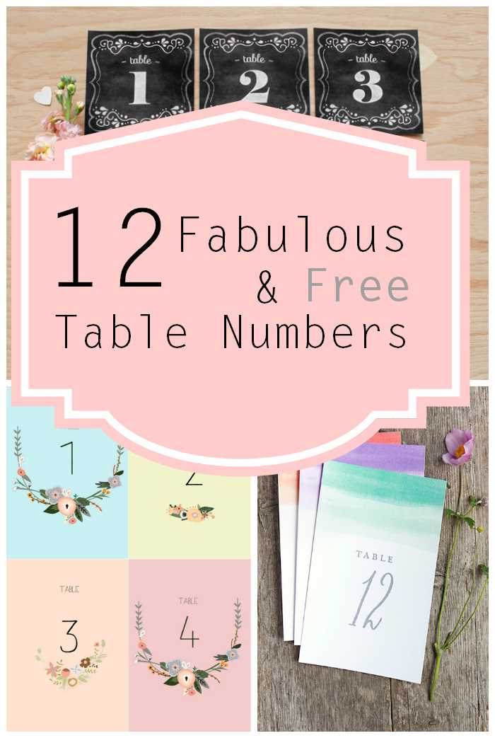 table number printable