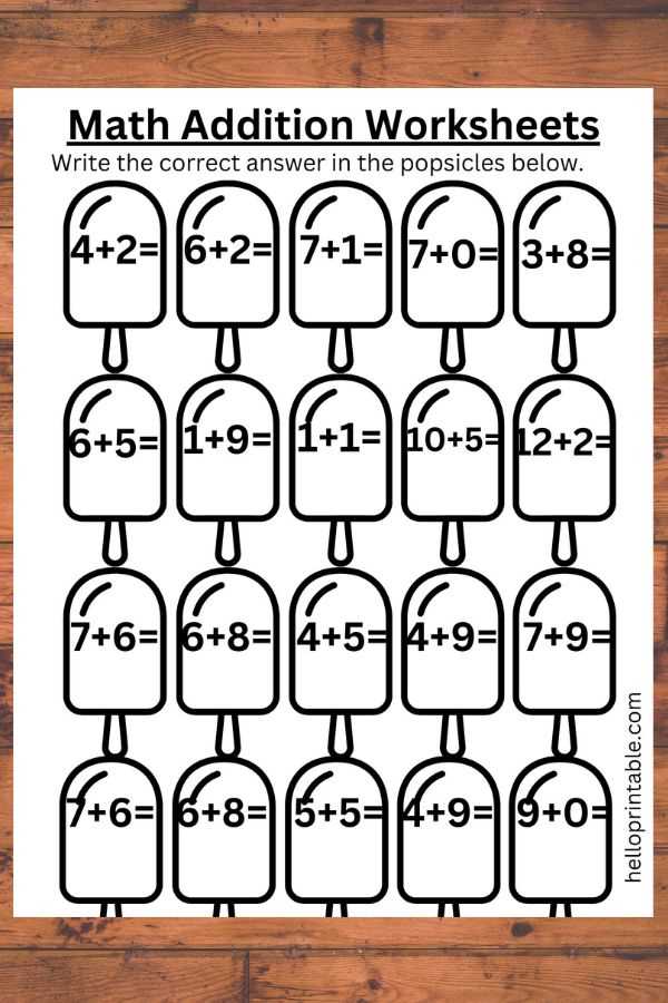 free printable addition math sheets