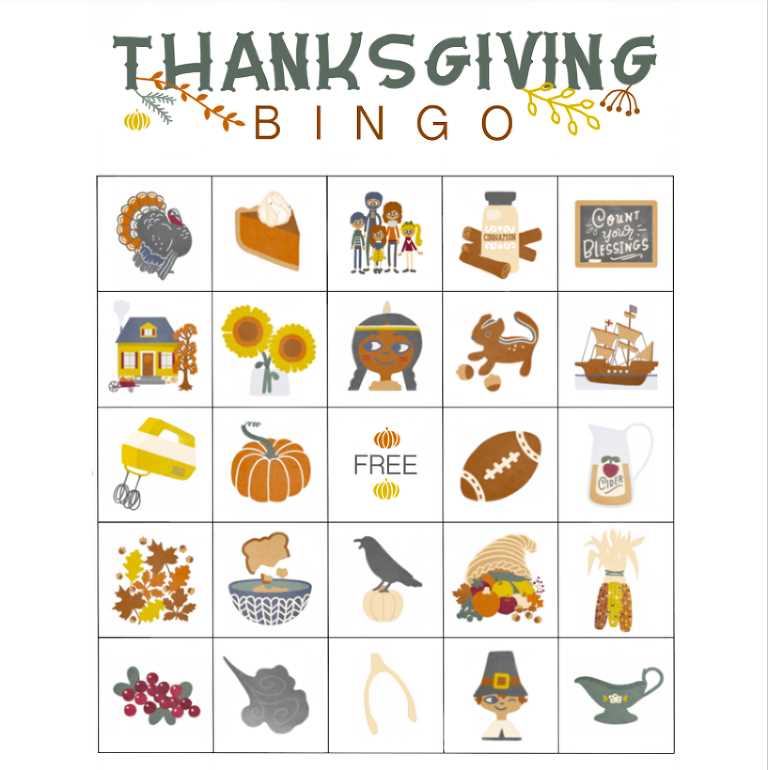 thanksgiving bingo free printable