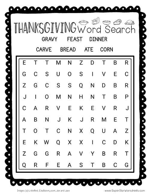 thanksgiving word find printable