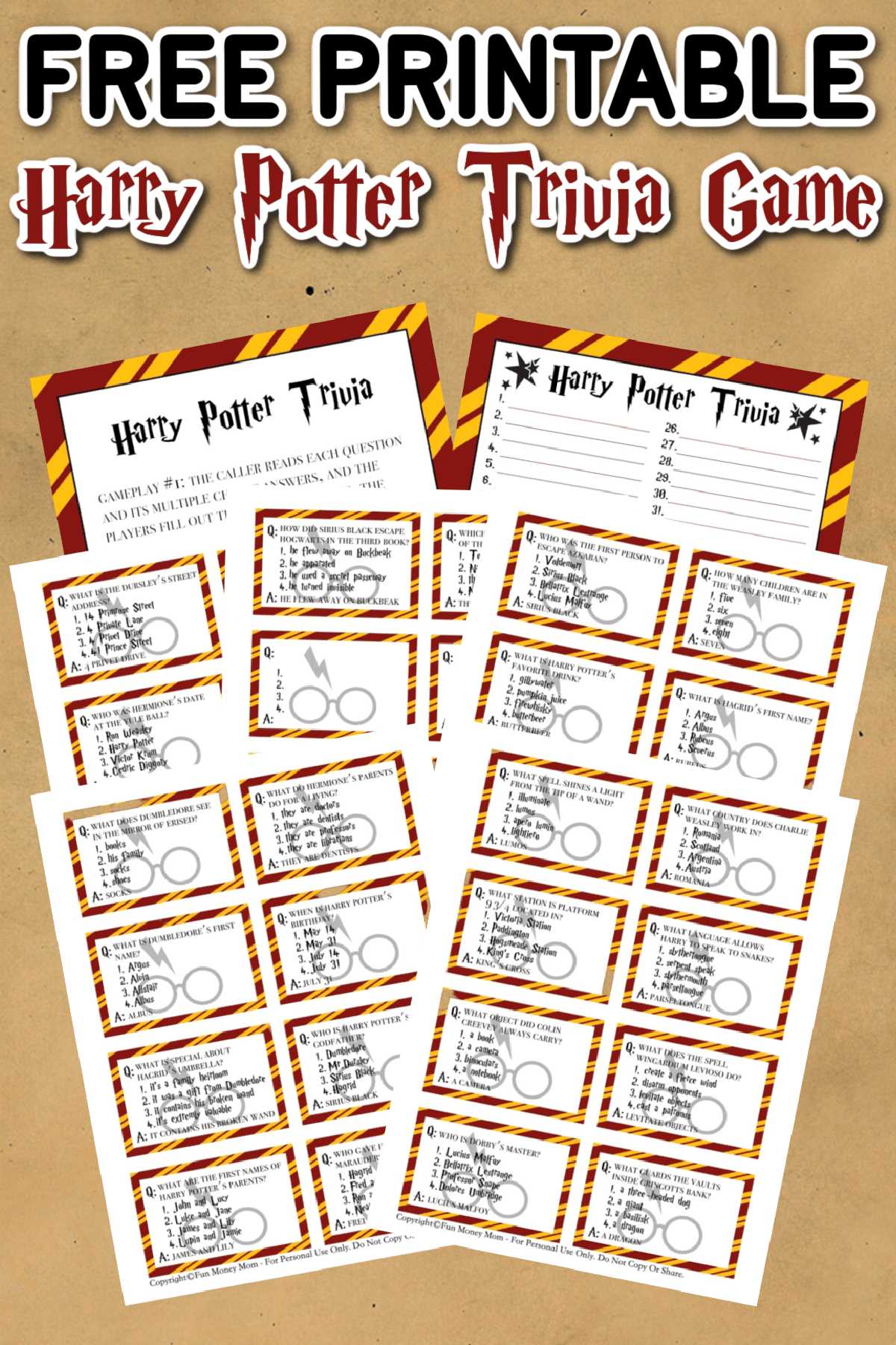 free harry potter printables