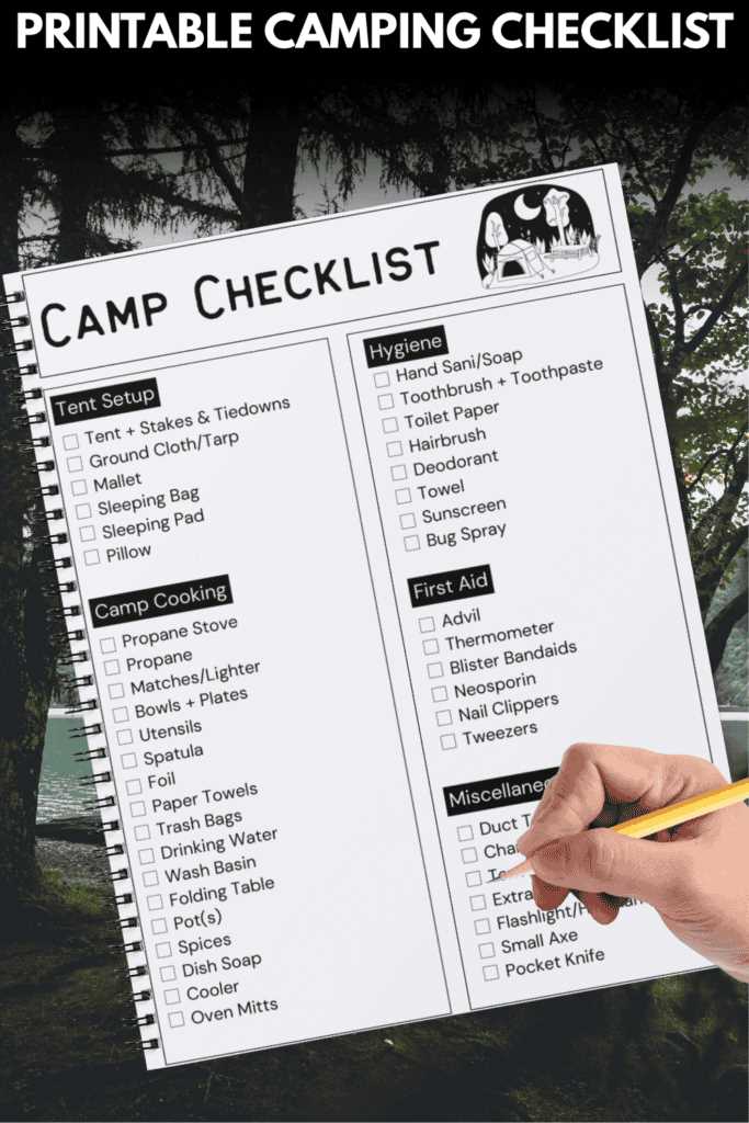 tent camping checklist printable
