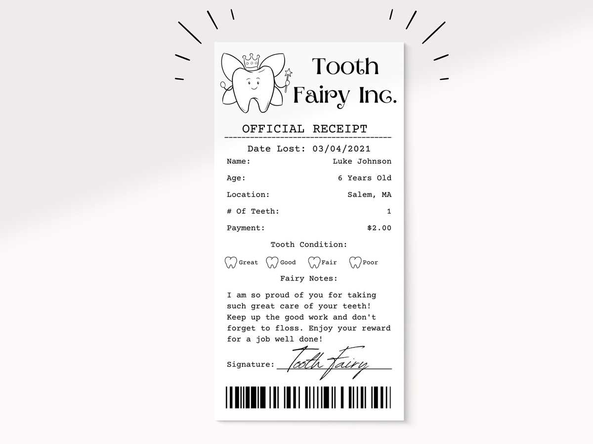 tooth fairy printable receipt