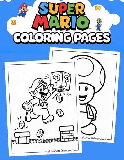 mario printable coloring pages free