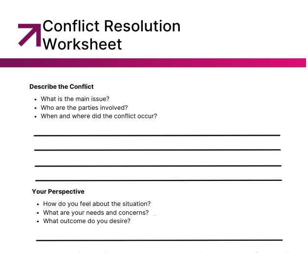 free printable conflict resolution worksheets